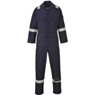 BizFlame Mens Aberdeen Flame Resistant Antistatic Coverall Navy Blue XS 32"