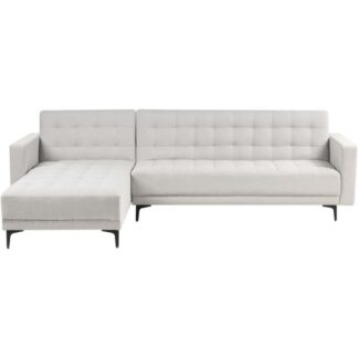 Modular Corner Sofa Bed 4 Seater ABERDEEN Fabric Light Grey Right Hand