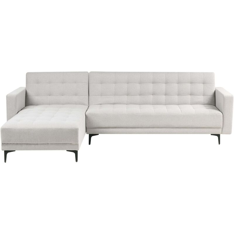 Modular Corner Sofa Bed 4 Seater ABERDEEN Fabric Light Grey Right Hand