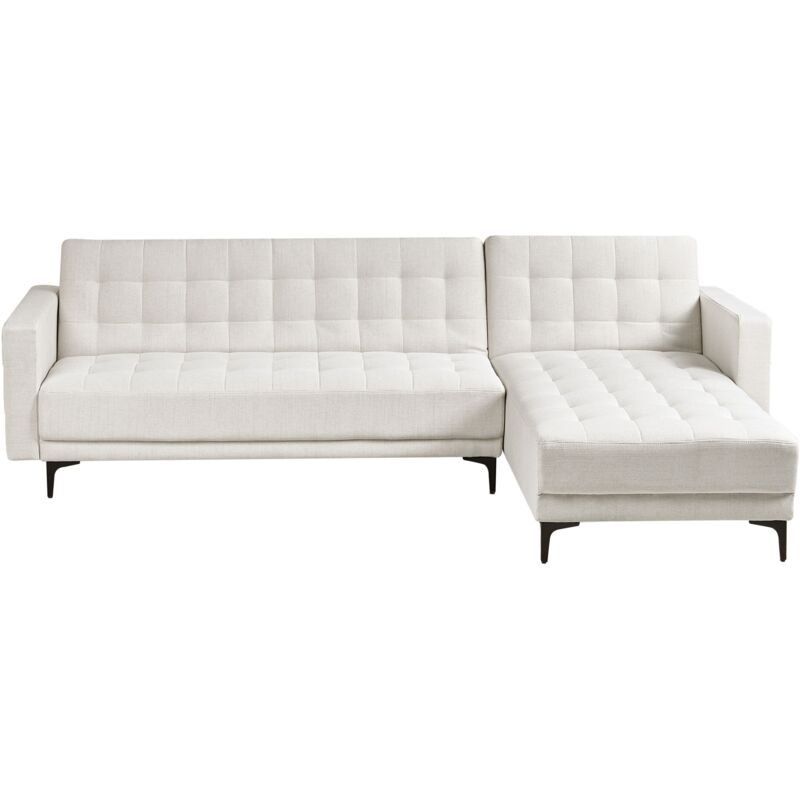 Modular Corner Sofa Bed 4 Seater ABERDEEN Fabric Off-White Left Hand