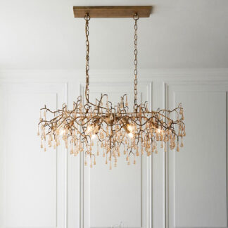 Aberdeen Glass Linear Pendant Ceiling Light In Gold